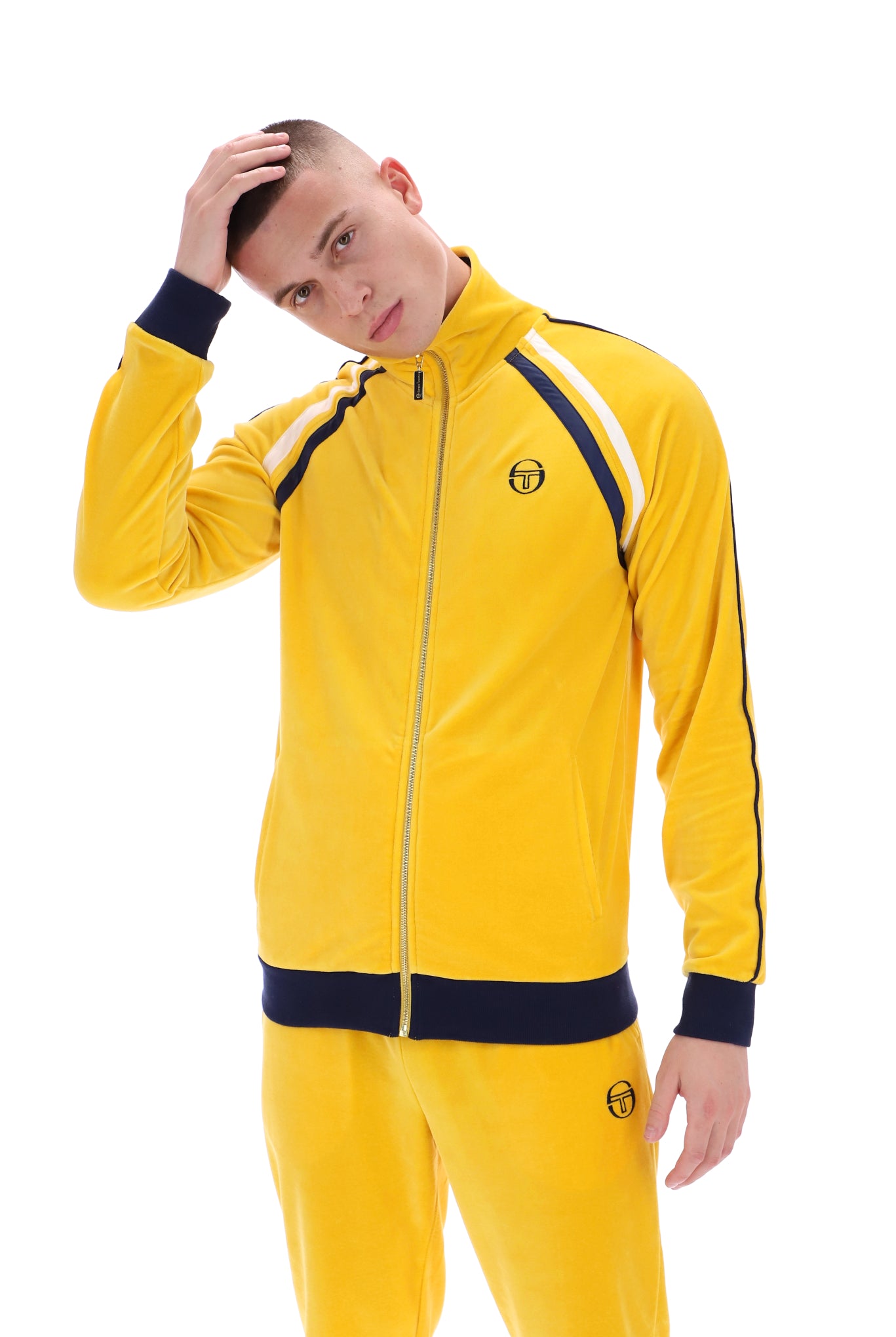 Sergio Tacchini Men's Ghibli Luxe Velour Track Top Mimosa Yellow