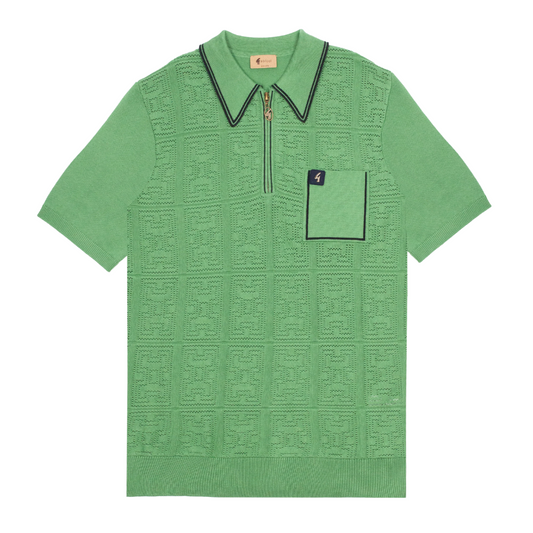 Gabicci Vintage Men's V54GM06 Marr SS Textured Polo Shirt Verde Green