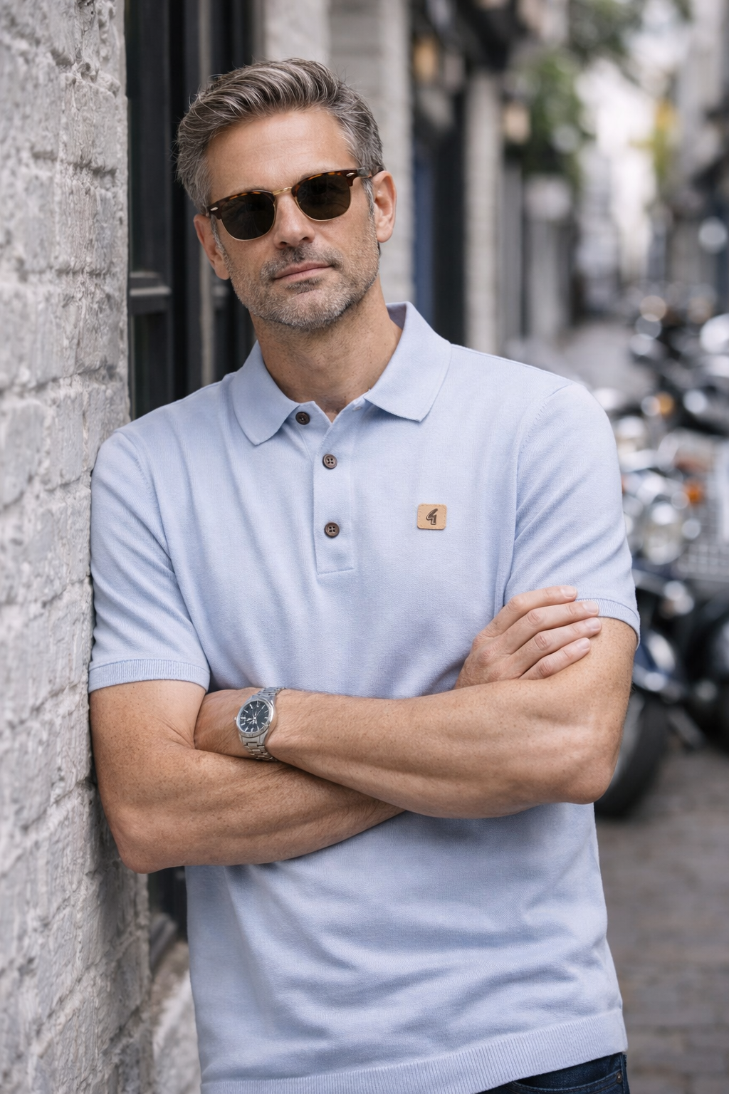 Gabicci Vintage V19GK04 Jackson SS Knit Polo Shirt Dusk Blue