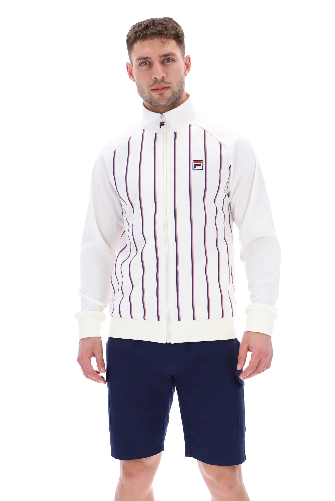 Fila Vintage Men's Hudson Stripe Track Top Gardenia