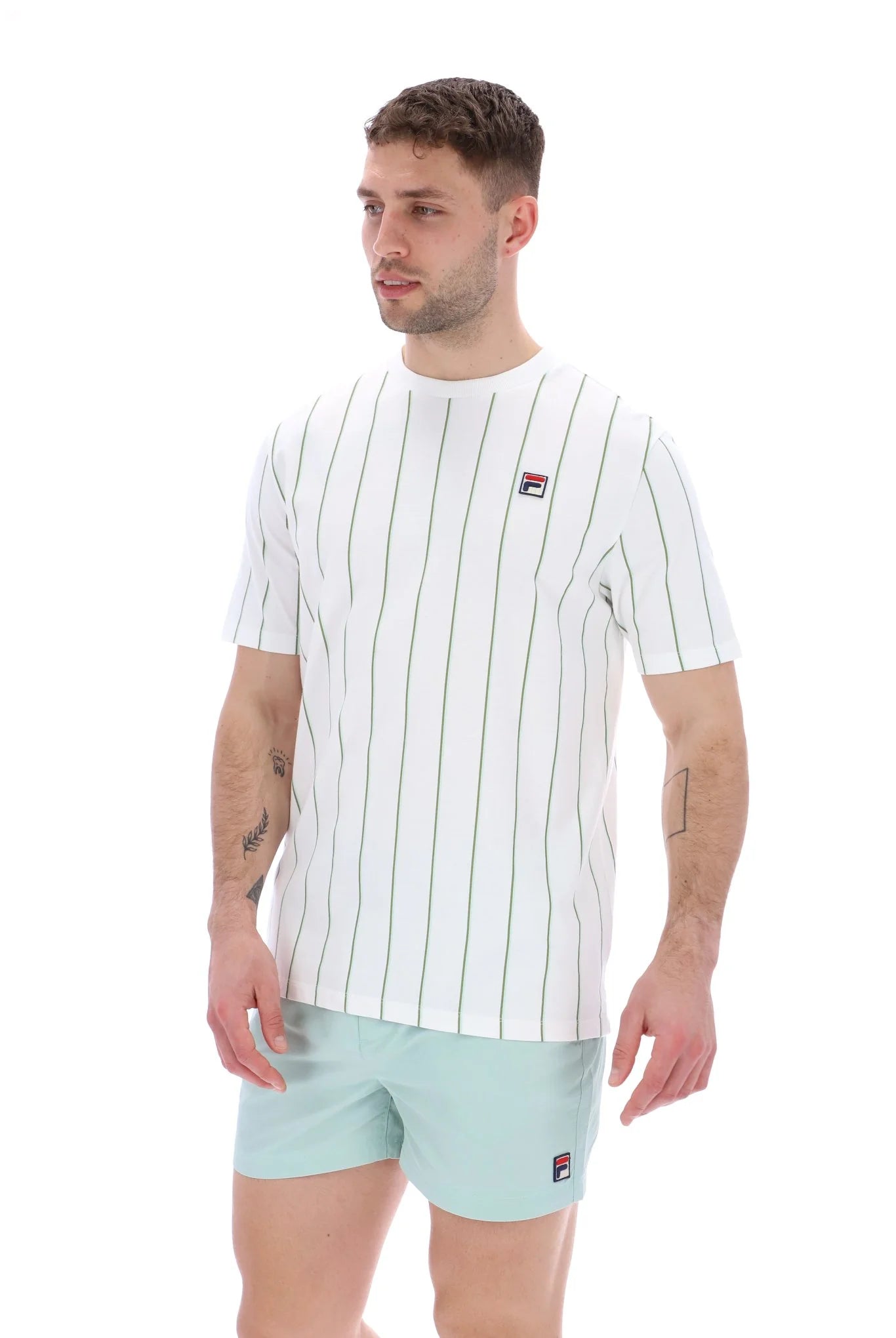 Fila Vintage Men's Lee Pin Stripped T Shirt White