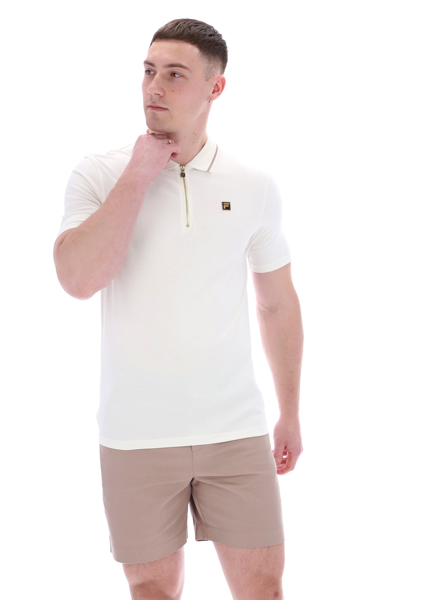 Fila Vintage Men's Lemar Premium Essential Polo Shirt Egret Beige