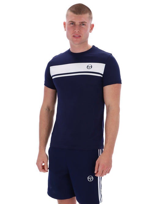 Sergio Tacchini Men's STM14593 SS Master Crew Neck T Shirt Navy / White