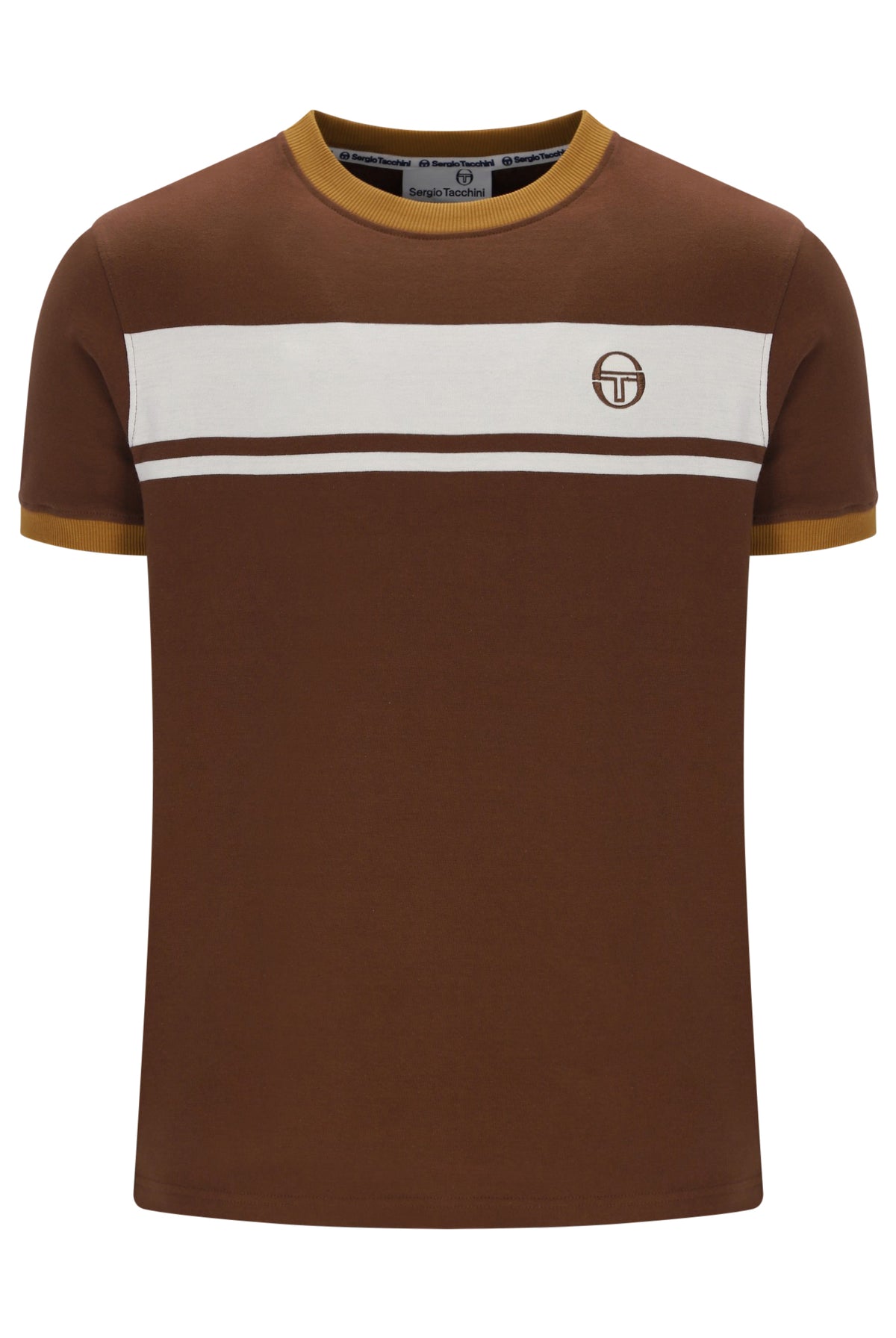 Sergio Tacchini STM14593 SS Master Crew Neck T Shirt Potting Soil / Gardenia / Golden Brown