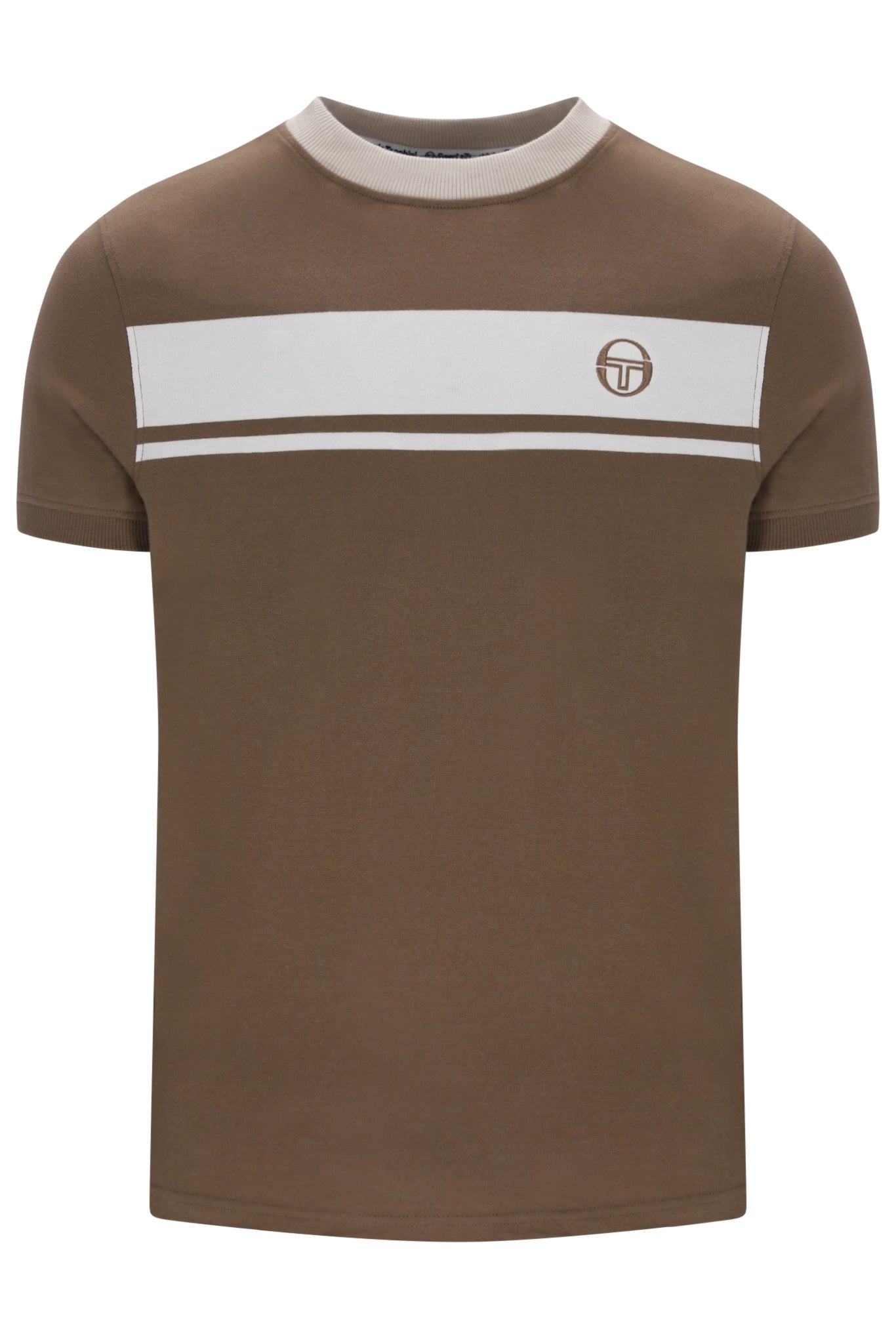 Sergio Tacchini Men's STM14593 SS Master Crew Neck T Shirt Shitake / Gardenia