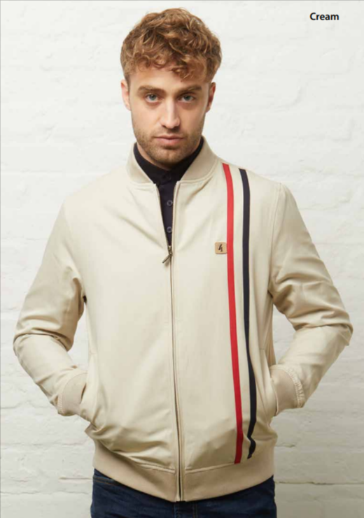 Gabicci Vintage Men's V54GJ10 Griffin Bomber Jacket Cream
