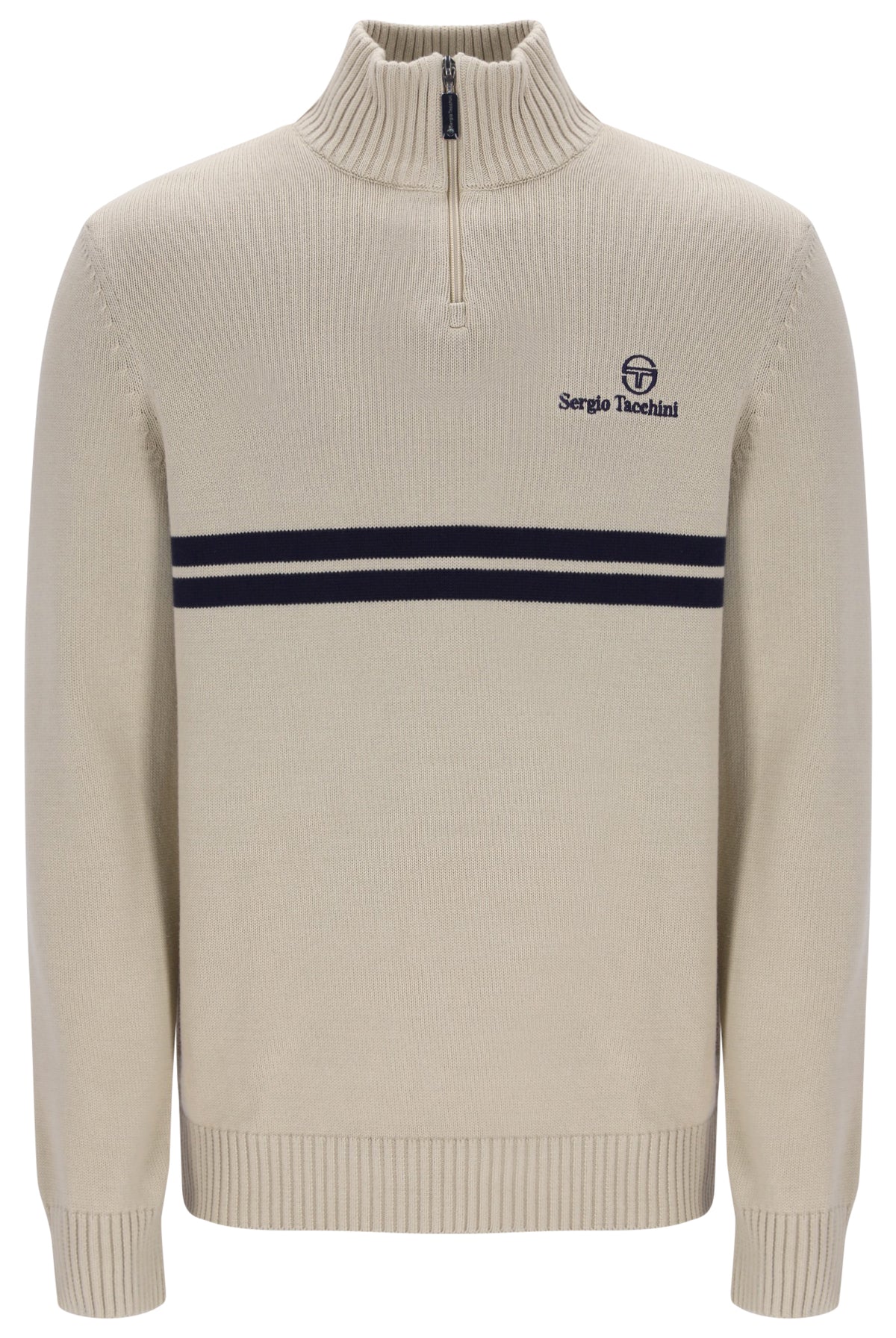 Sergio Tacchini New Dallas 1/4 Zip Knitted Top Peyote / Maritime Blue