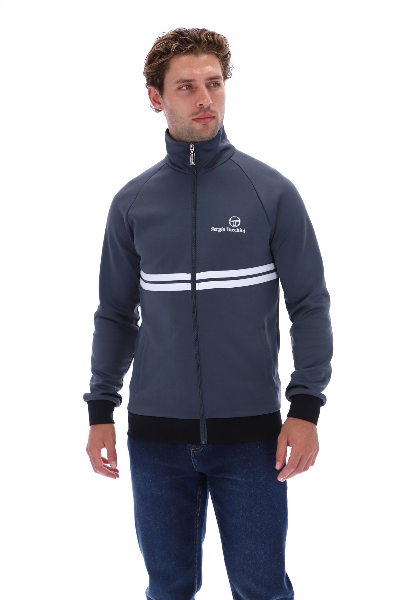 Sergio Tacchini Men's Dallas Track Top Turbulence / White / Black
