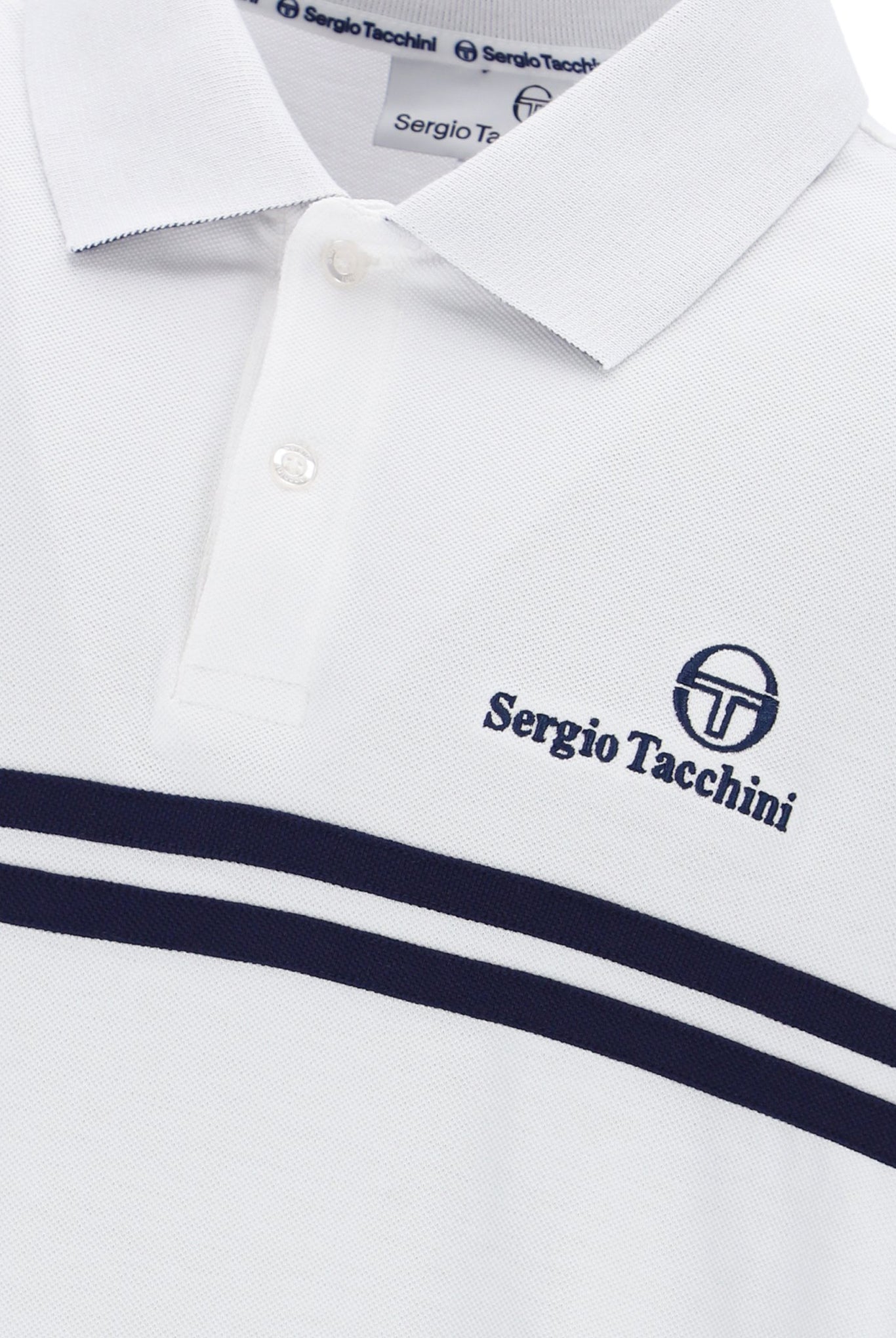 Sergio Tacchini Men's New Supermac Polo Shirt White / Maritime Blue