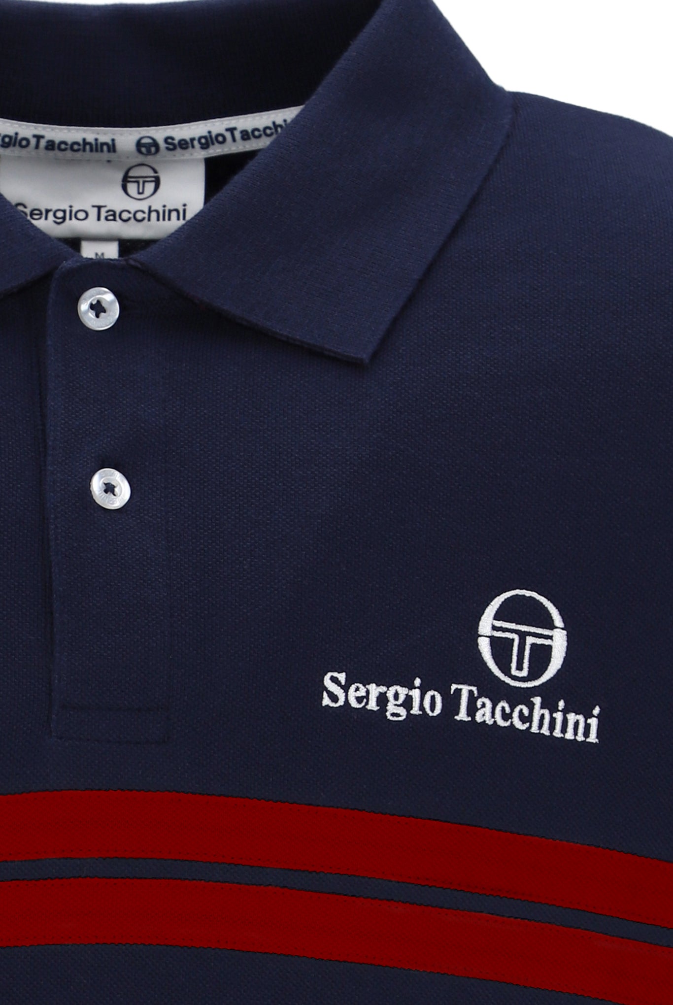 Sergio Tacchini Men's New Supermac Polo Shirt Maritime Blue / Adrenaline Rush