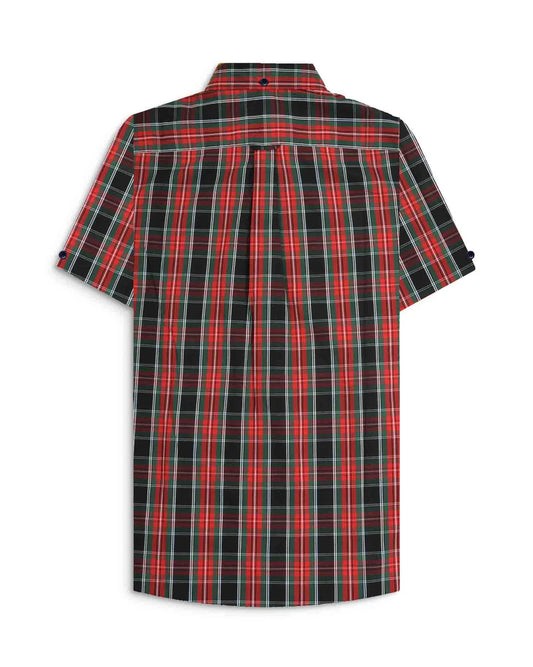 Lambretta Men's RWIS1473 SS Check Shirt Black / Red / Green