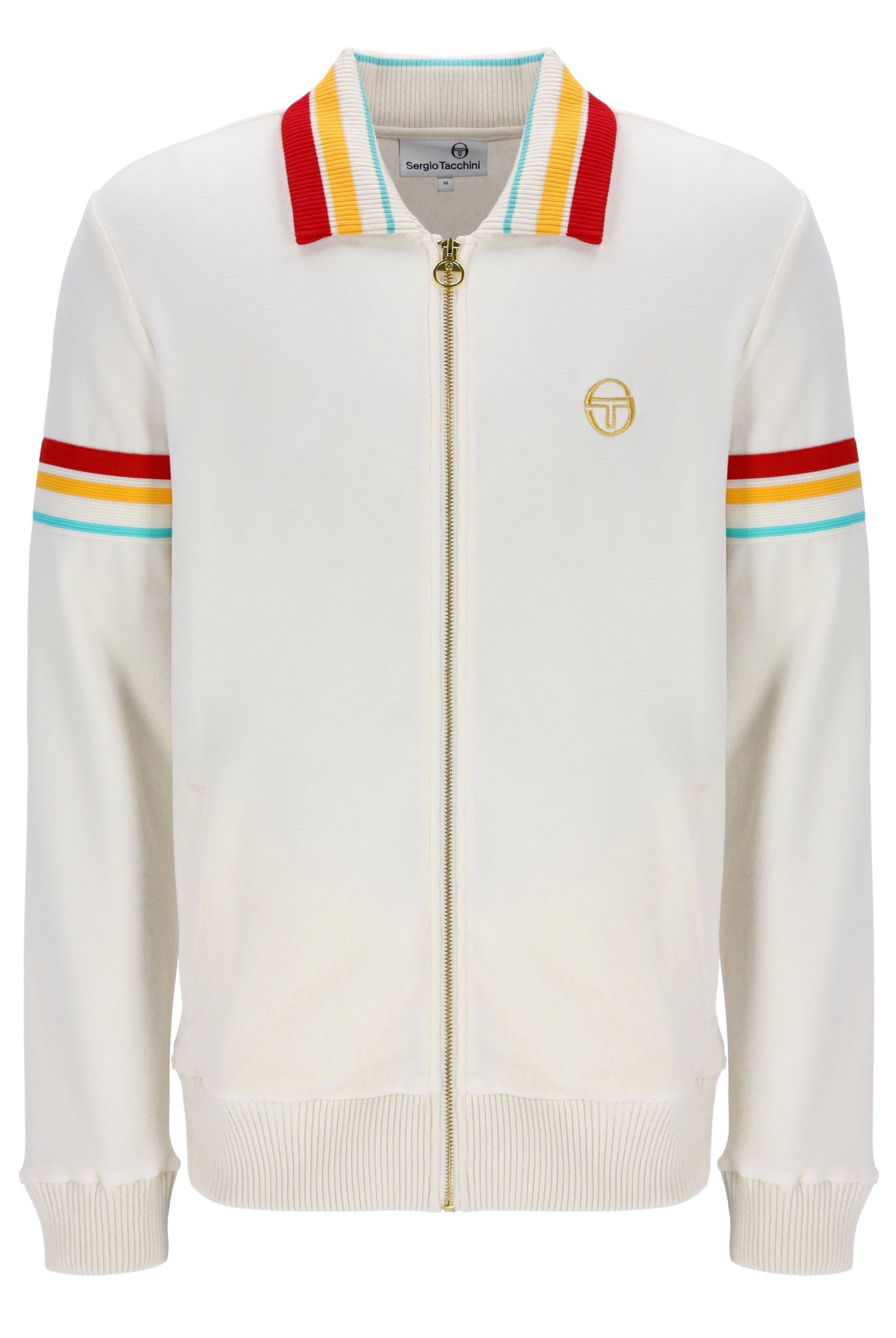 Sergio Tacchini Men's STM12162 Slice Velour Track Top Gardenia / Gold