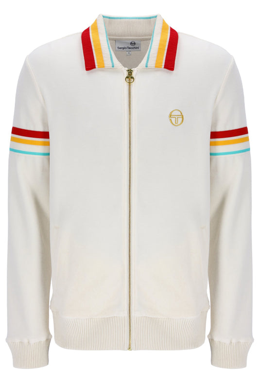 Sergio Tacchini Men's STM12162 Slice Velour Track Top Gardenia / Gold