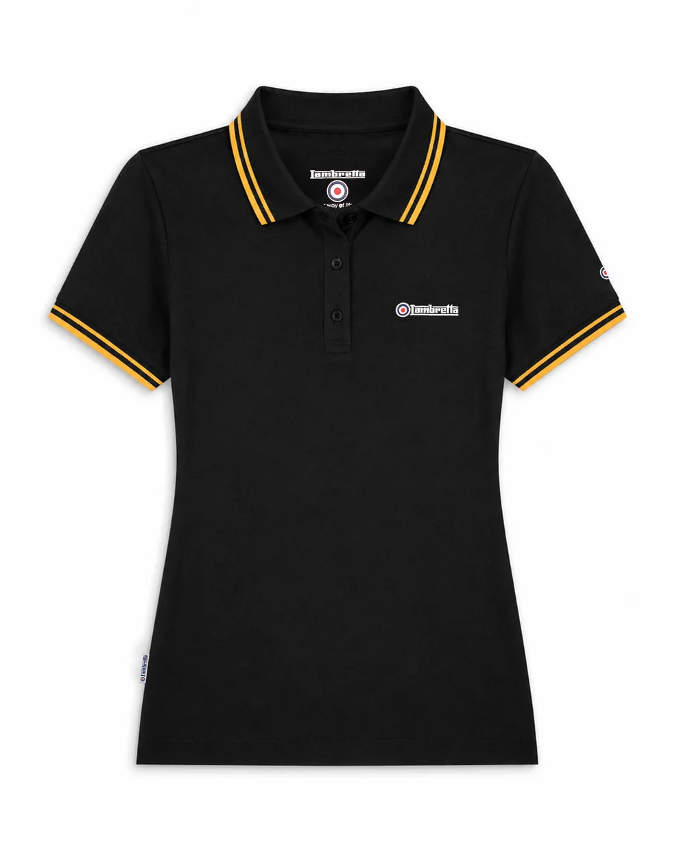 Lambretta Ladies SS0983 Twin Tipped Polo Shirt Black / Gold