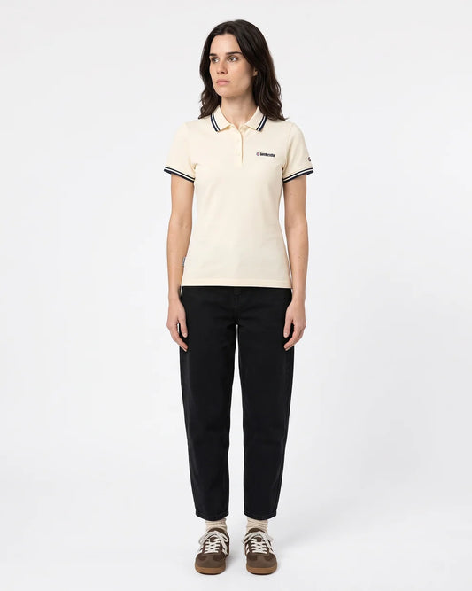 Lambretta Ladies SS0983 Twin Tipped Polo Shirt Ecru / Navy