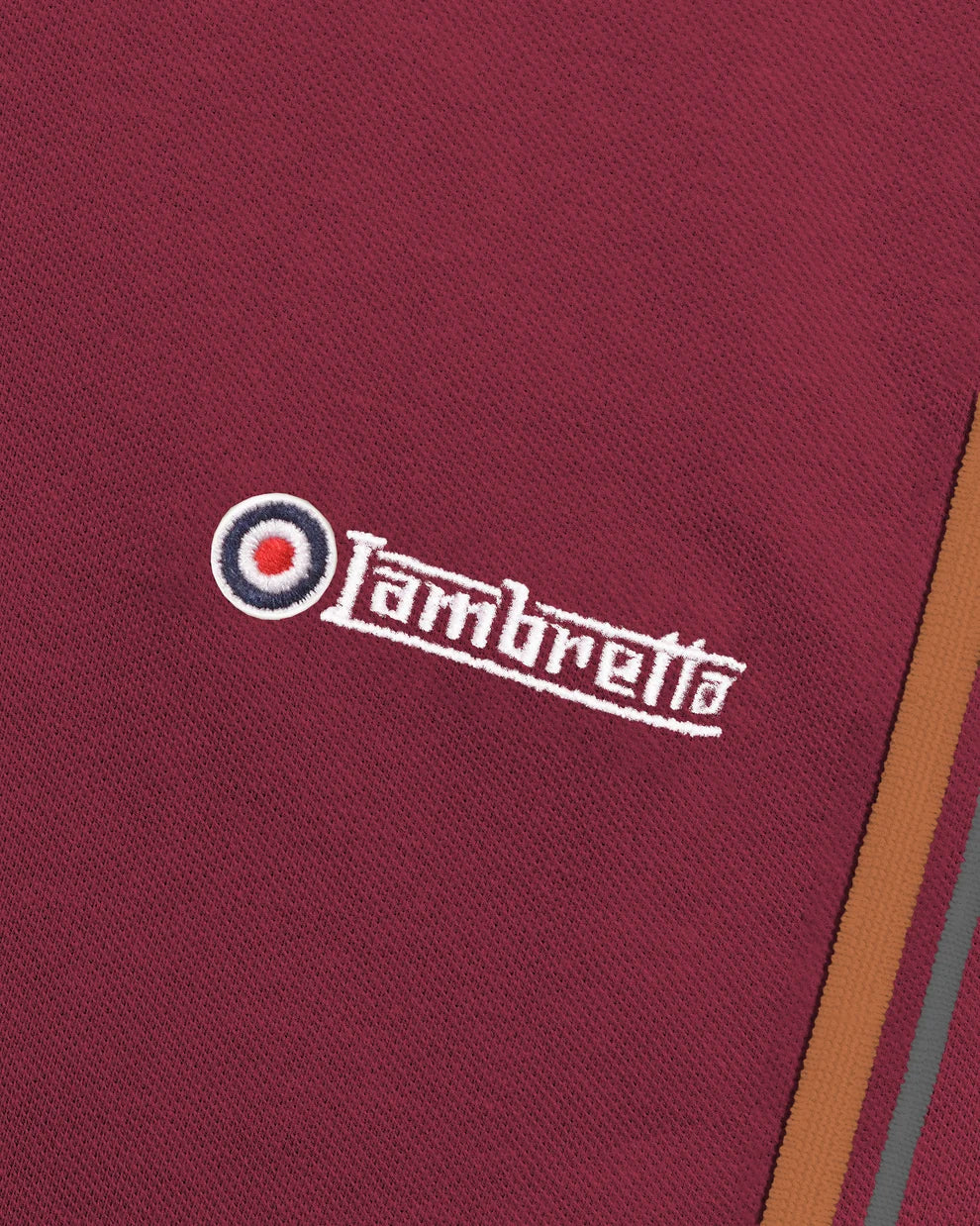 Lambretta SS1608 Twin Tipped Polo Shirt Burgundy / Thuderstorm / Rustic Brown