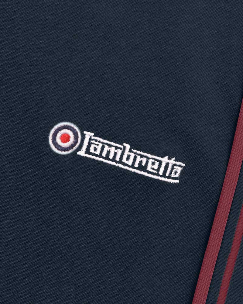 Lambretta Men's SS1608 Twin Tipped Polo Shirt Dark Navy / Burgundy