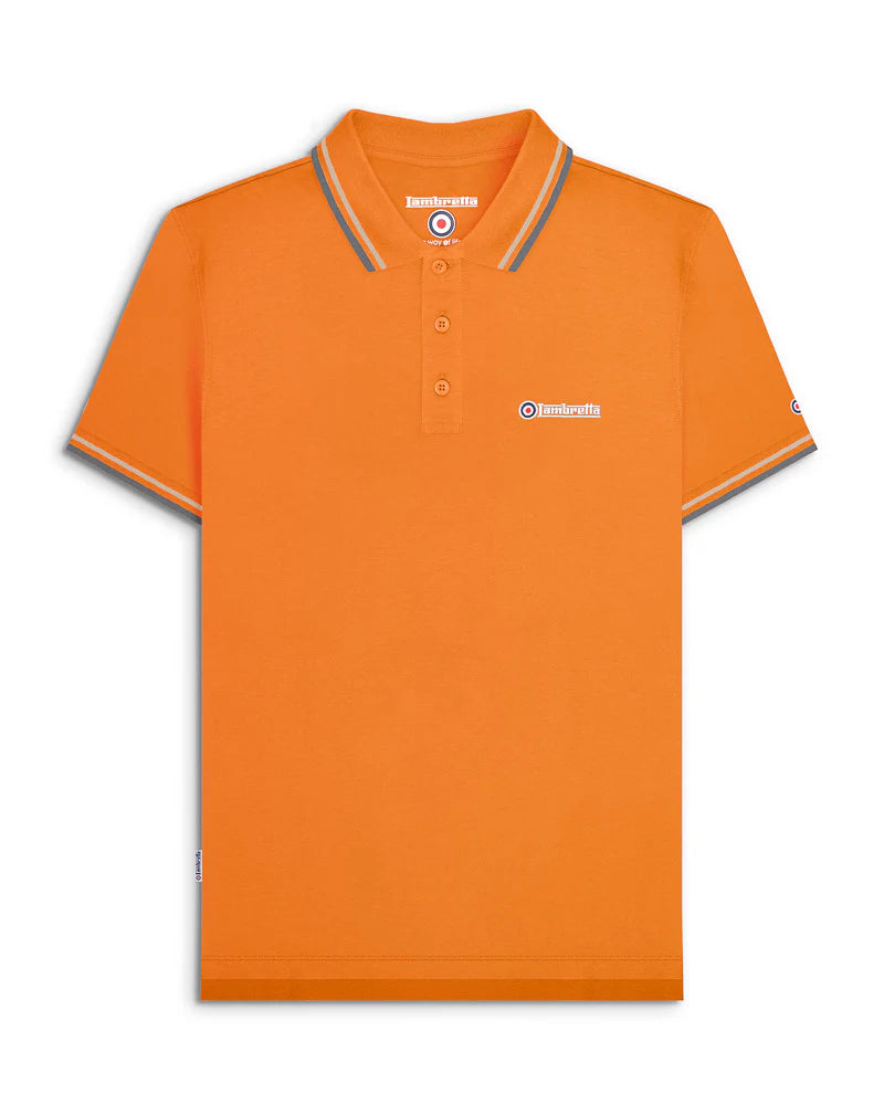 Lambretta Men's SS1608 Twin Tipped Polo Shirt Desert Sun / Stone / Iron