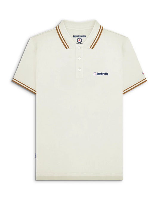 Lambretta SS1608 Twin Tipped Polo Shirt Jet Stream / Tobacco
