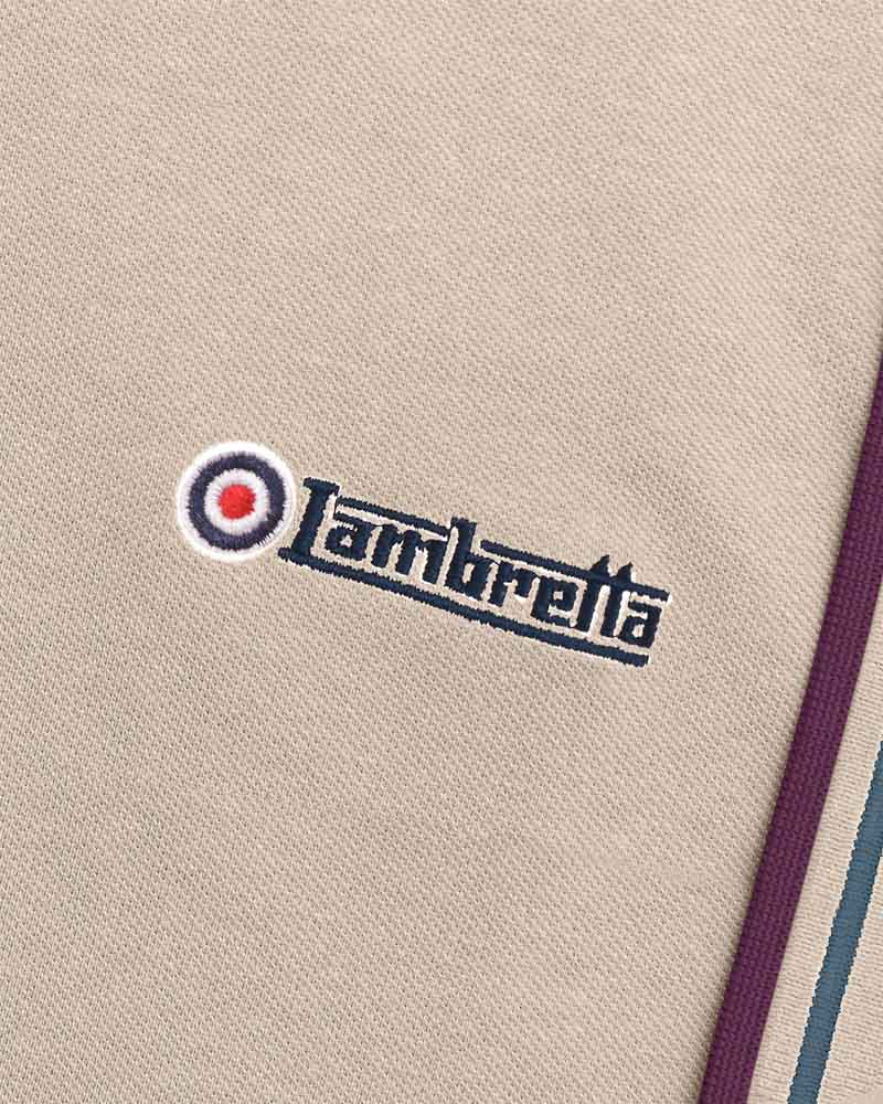 Lambretta Men's SS1608 Twin Tipped Polo Shirt Stone / Moonlit Ocean / Winter Bloom