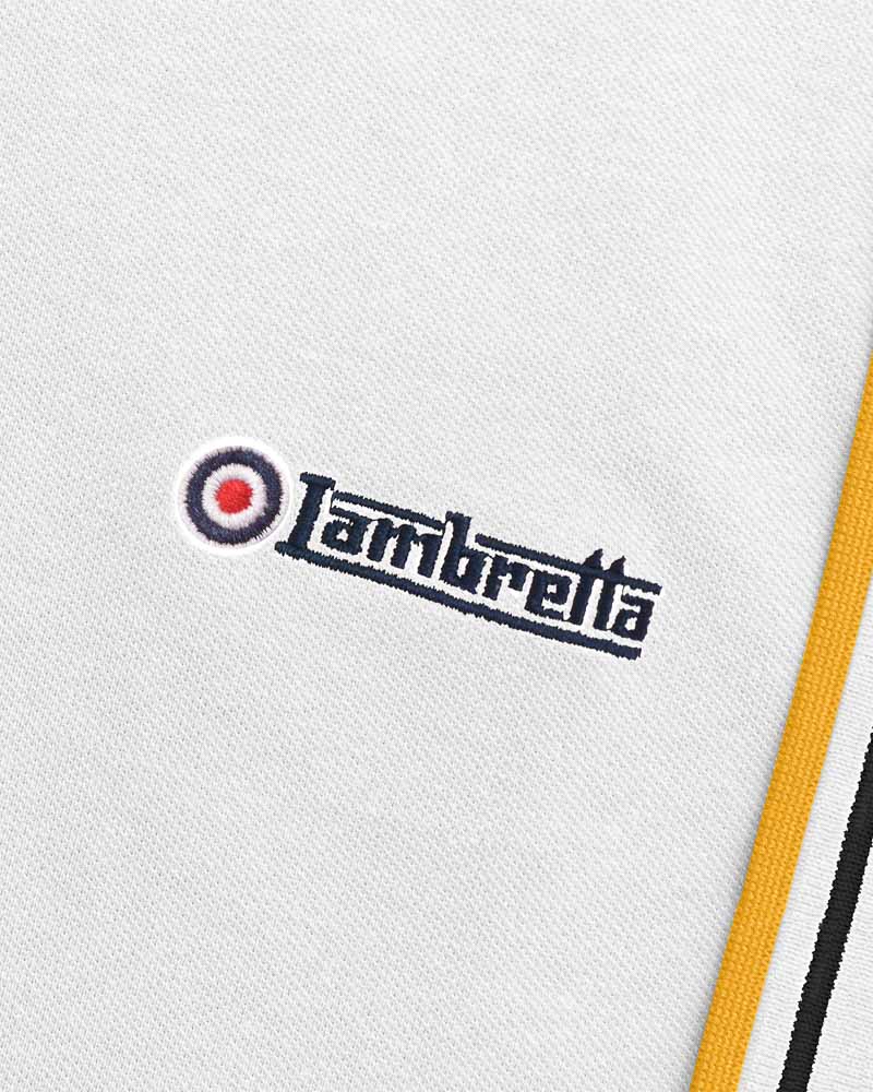 Lambretta Men's SS1608 Twin Tipped Polo Shirt White / Black / Gold