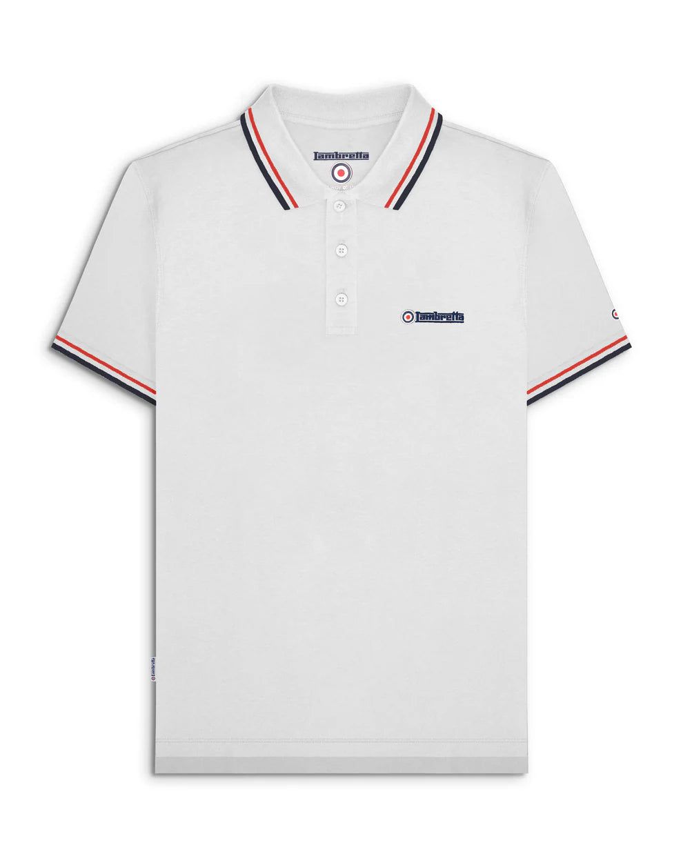 Lambretta Men's SS1608 Twin Tipped Polo Shirt White / Red / Navy