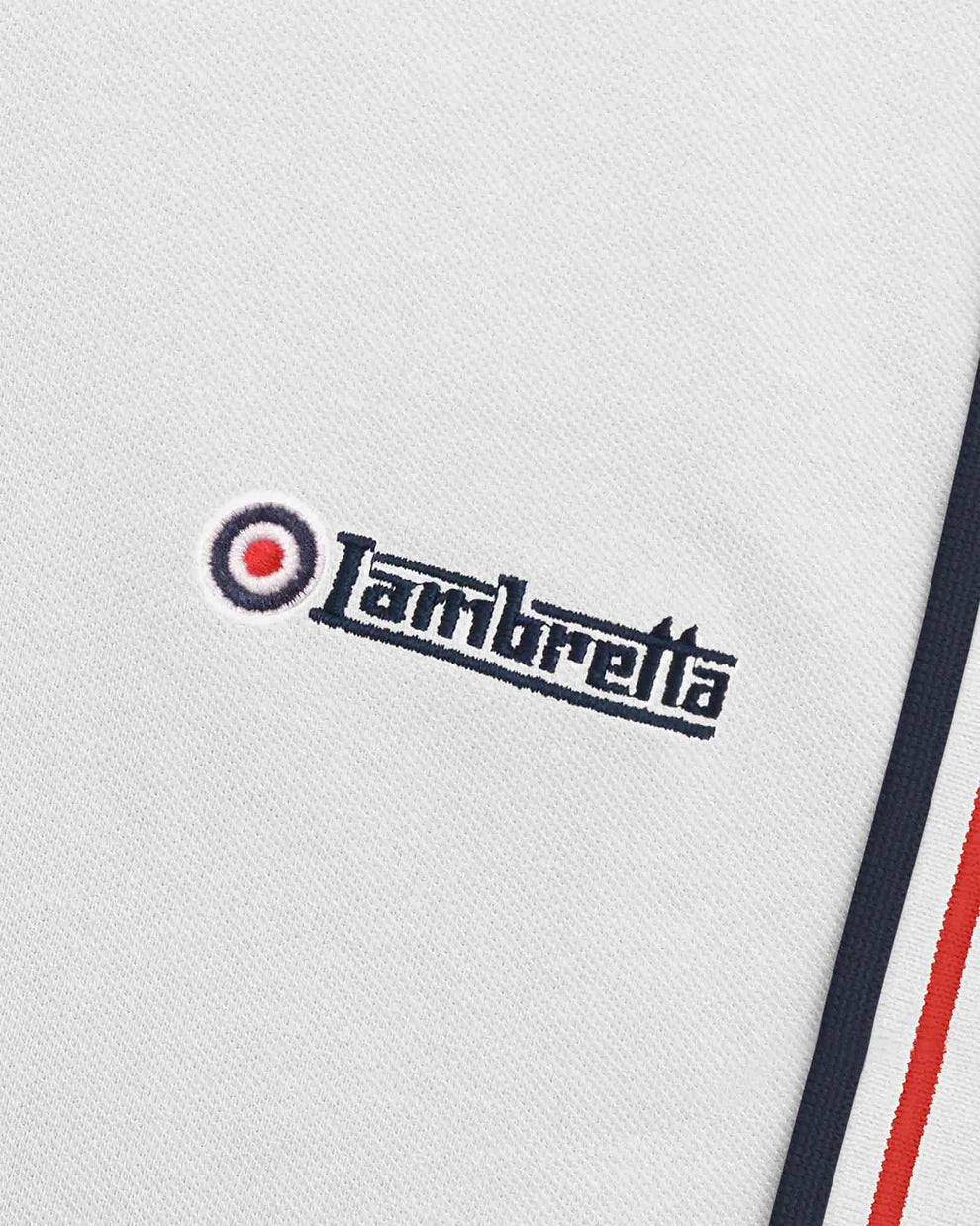 Lambretta Men's SS1608 Twin Tipped Polo Shirt White / Red / Navy