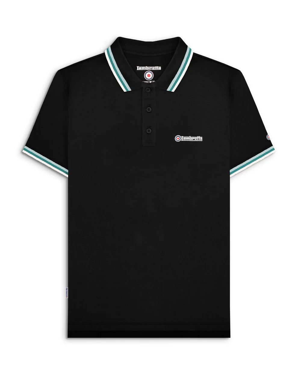 Lambretta Men's SS1650 Triple Tipped Polo Shirt Black / Celestial / Dark Blue / Jet