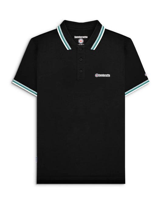 Lambretta SS1650 Triple Tipped Polo Shirt Black / Celestial / Dark Blue / Jet