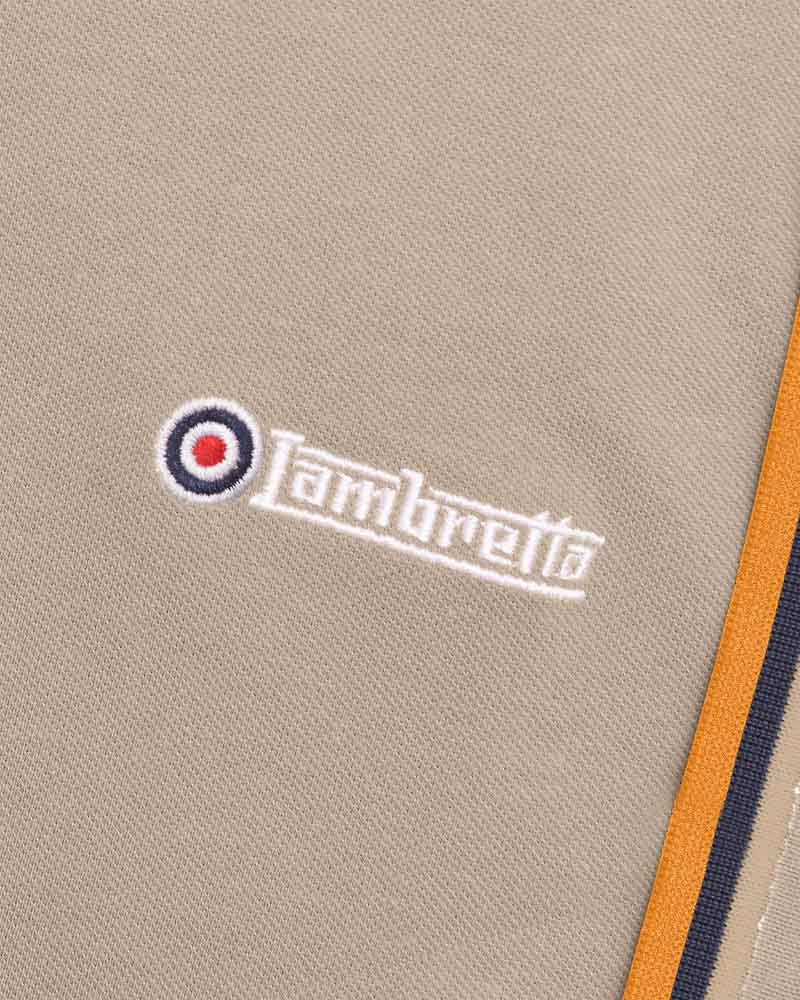 Lambretta Men's SS1650 Triple Tipped Polo Shirt Cashew / Stone / Navy / Orange