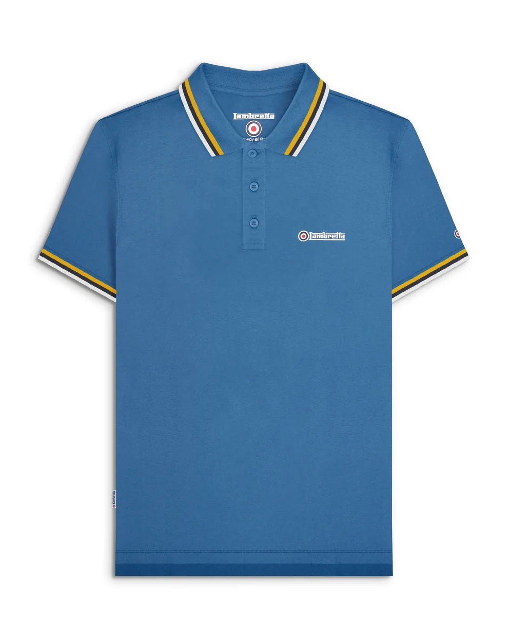 Lambretta Men's SS1650 Triple Tipped Polo Shirt Dark Blue / Gold / Navy / Jet Stream