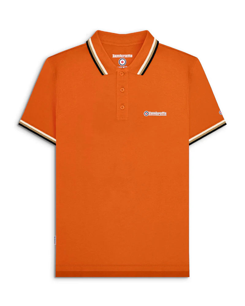 Lambretta Men's SS1650 Triple Tipped Polo Shirt Desert Sun / Silver / Cashew / Black