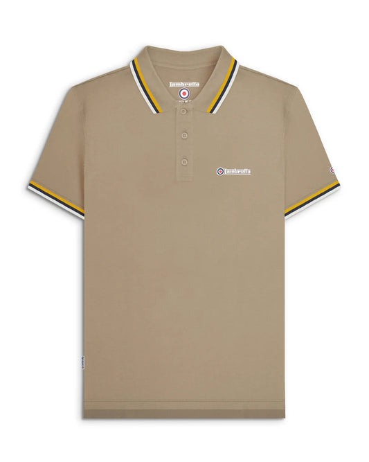 Lambretta SS1650 Triple Tipped Polo Shirt Lead Grey / Gold / Navy / Jet Stream