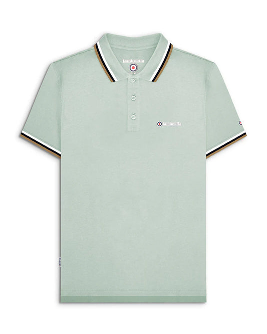 Lambretta Men's SS1650 Triple Tipped Polo Shirt Pale Aqua / White / Sapphire