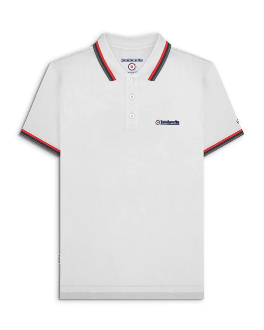 Lambretta Men's SS1650 Triple Tipped Polo Shirt White / Red / Navy / Iron