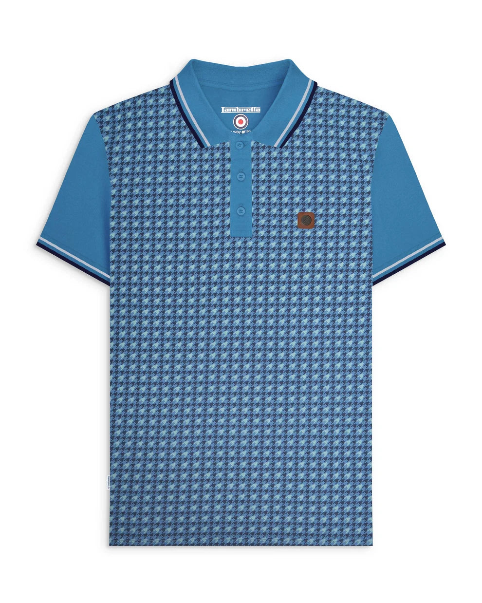 Lambretta Men's SS4026 Houndstooth Polo Shirt Dark Blue