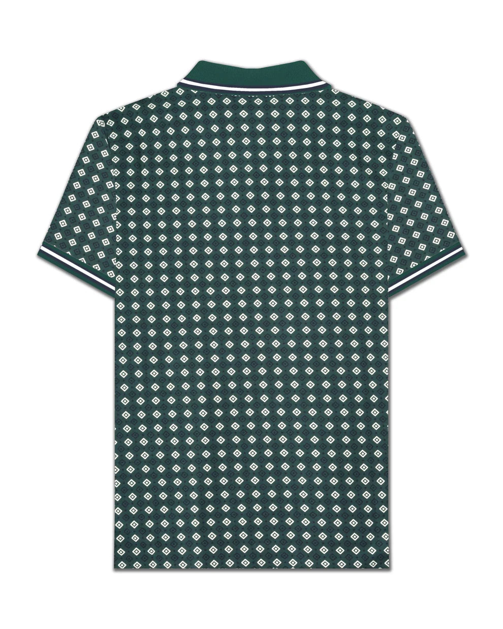 Lambretta SS7164 GEO AOP Polo Shirt Green Gabels