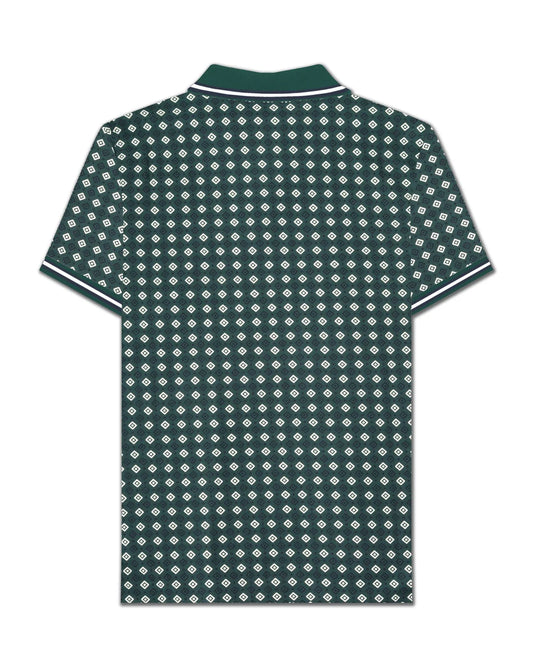 Lambretta SS7164 GEO AOP Polo Shirt Green Gabels