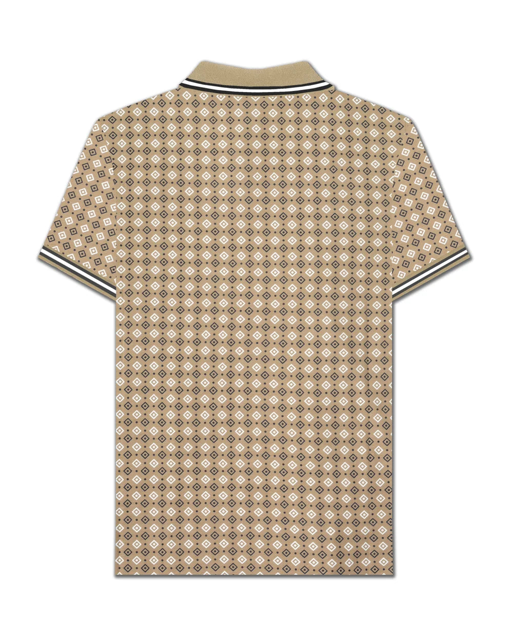Lambretta SS7164 GEO AOP Polo Shirt Lead Grey