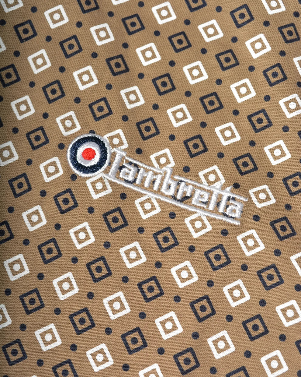 Lambretta SS7164 GEO AOP Polo Shirt Lead Grey