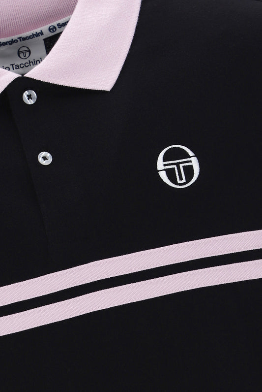Sergio Tacchini Men's STM14566 Supermac Polo Shirt Black / Light Lilac / White