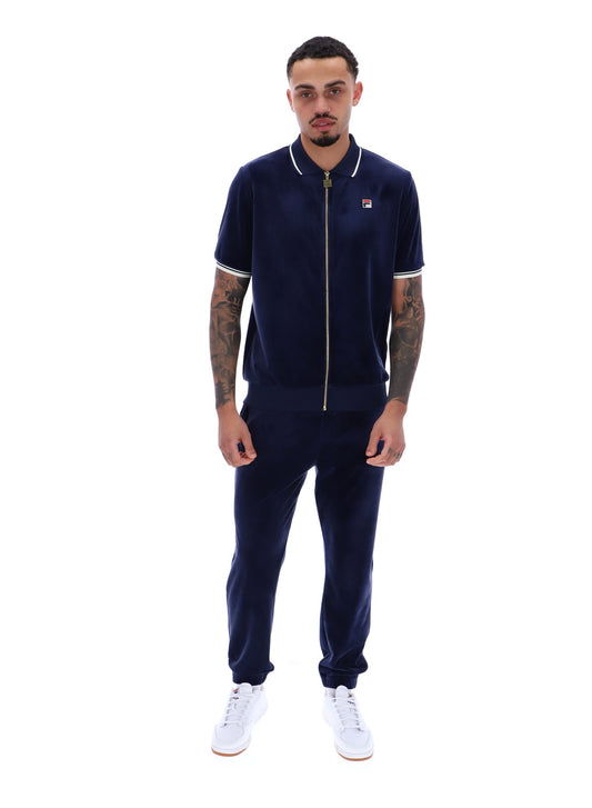 Fila Vintage Men's Terry Velour Polo Shirt Fila Navy