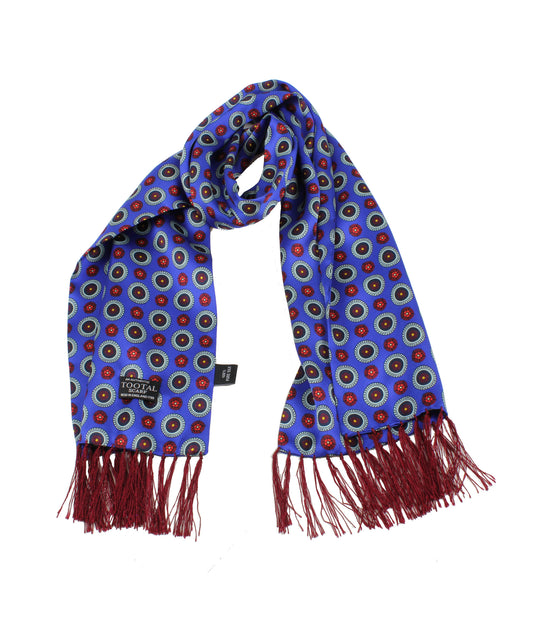 Tootal Men's TV5917 Lancs Rose Design Print Silk Scarf Royal Blue