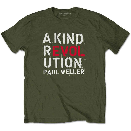 Paul Weller Official A Kind of Revolution Print T Shirt Green