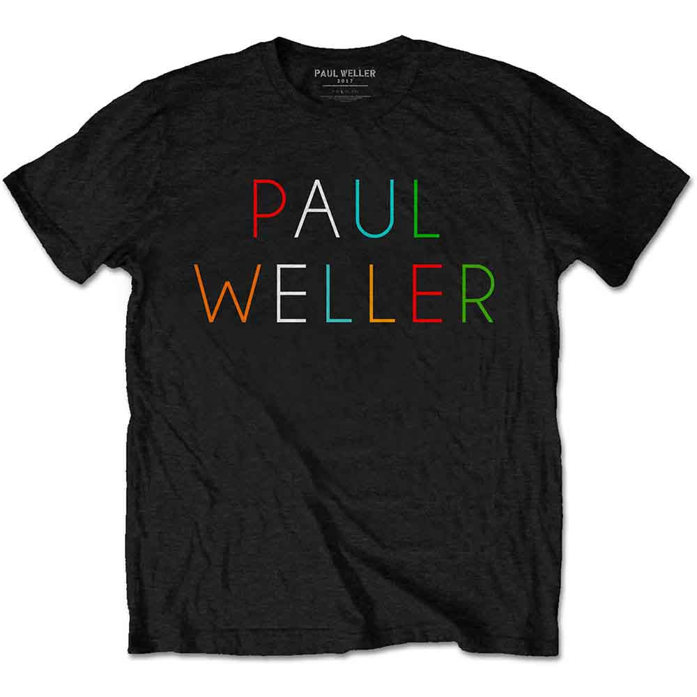 Paul Weller Official Multicolour Logo Print T Shirt Black