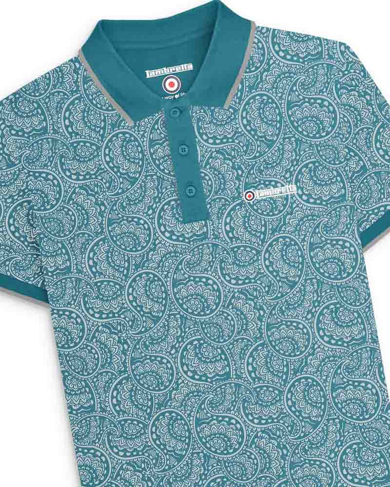 Lambretta Men's SS1513 Paisley Tonal Polo Shirt Gulf Coast