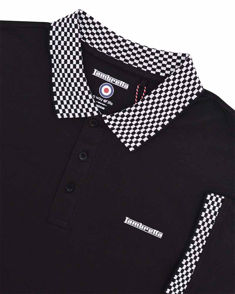 Lambretta Men's SS1029 Two Tone Polo Shirt Black