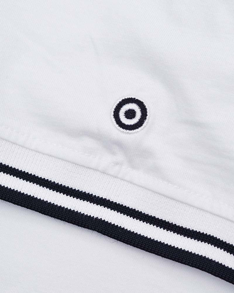 Lambretta Men's SS9107 Two Tone Panel Polo Shirt White Black