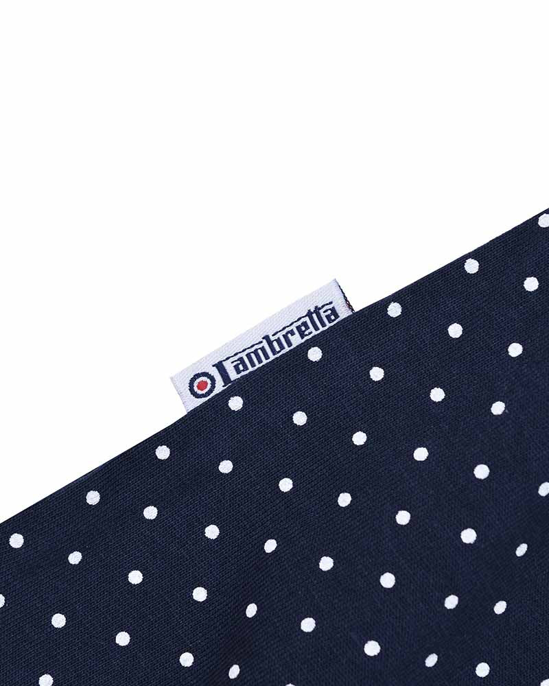 Lambretta Men's SS1323 Polkadot Polo Shirt Navy Blue