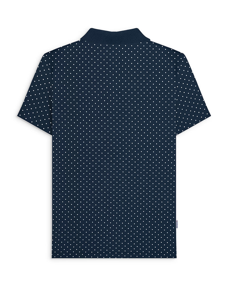 Lambretta Men's SS1323 Polkadot Polo Shirt Navy Blue